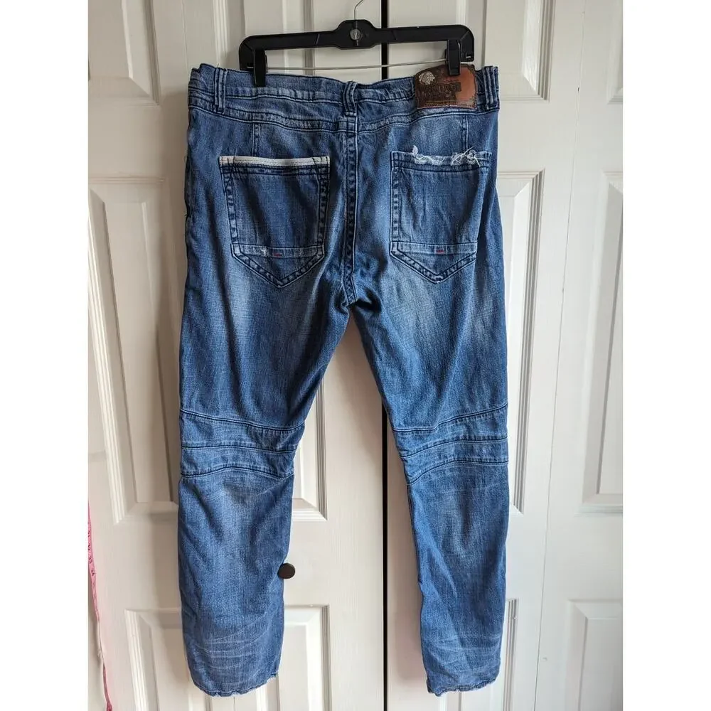 Heritage America Denim Distillery Distressed Men's Blue Jeans 40x34
